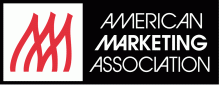 Red, white and black logo for the American Marketing Association