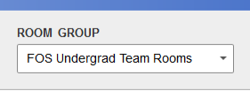 Image showing "Room Group" dropdown with "FOS Undergrad Team Rooms" selected