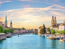 Zurich canal and beautiful sky