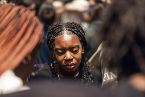 Young woman praying