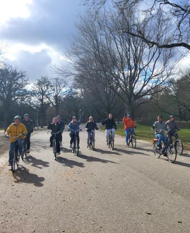 Accounting students cycling on mission trip