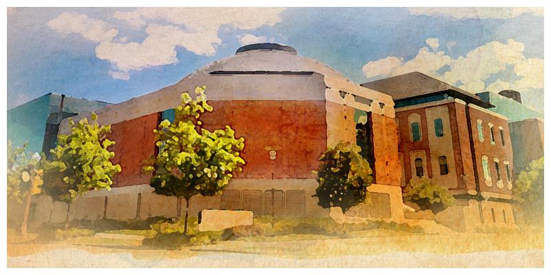 Watercolor of Foster Campus for Business and Innovation