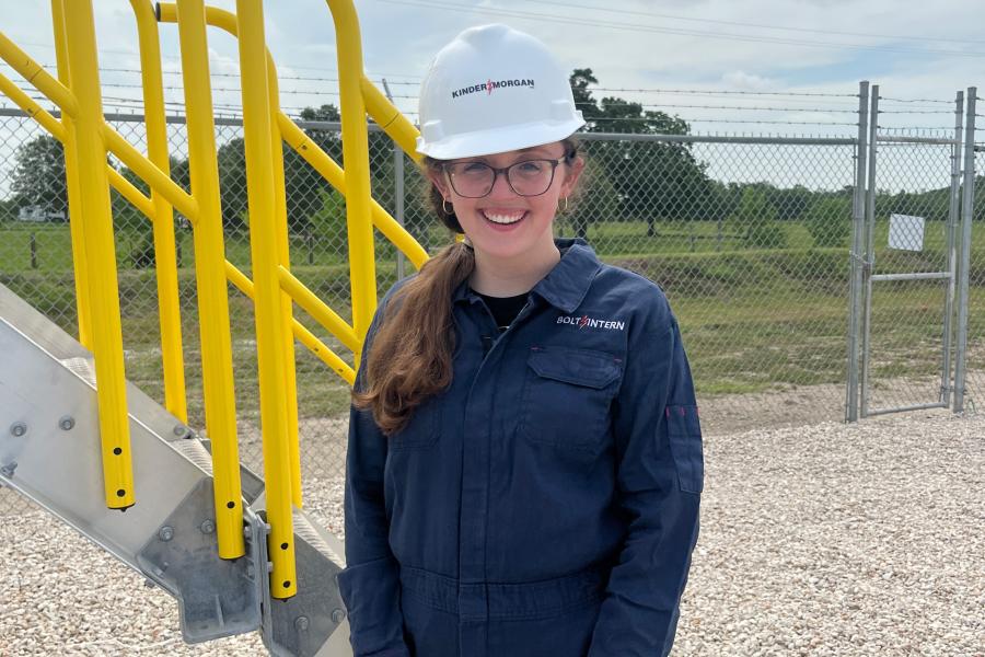 Student posing at recent internship