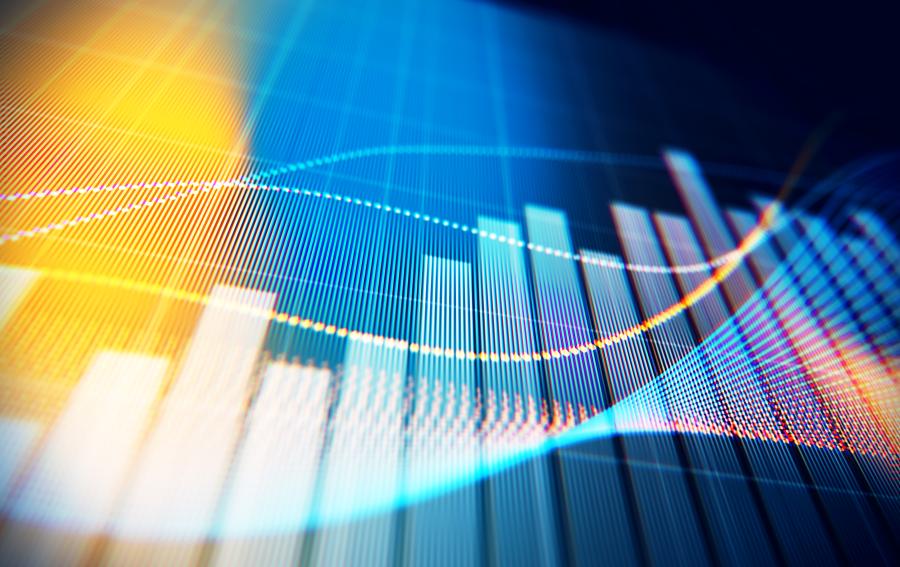 close up of screen at an angle looking at a graph