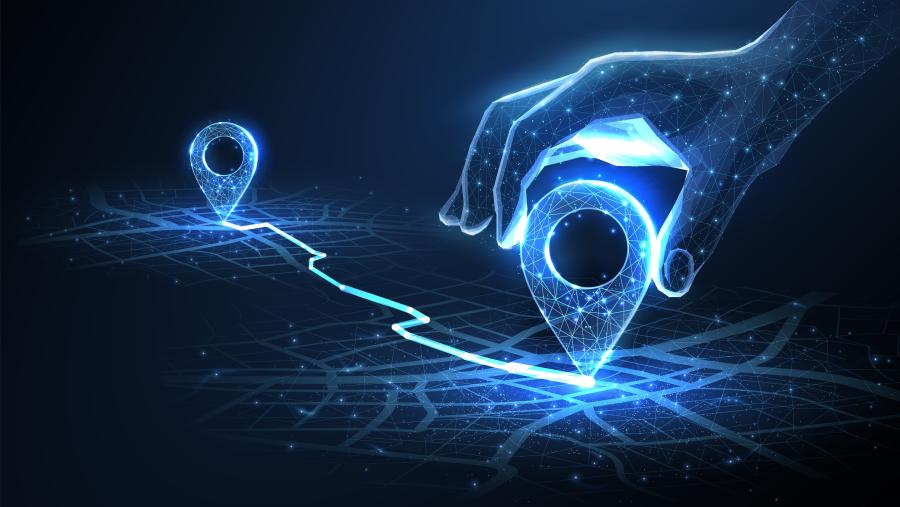 Digital hand moving a digital map pointer away from another digital map pointer