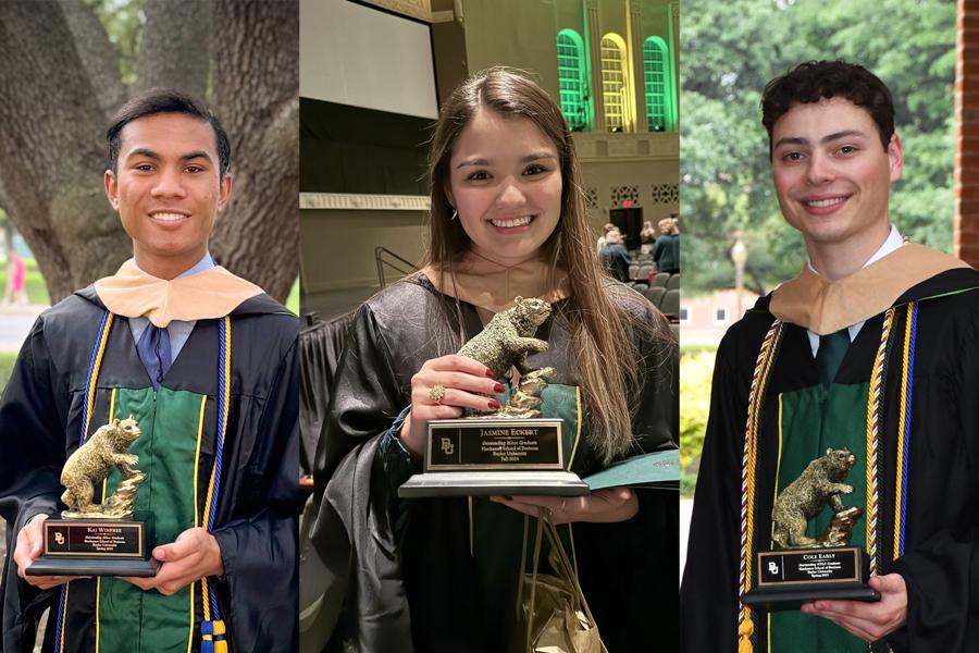 3 accounting students holding awards in 2025