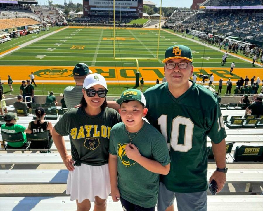 Dice Nakamura with family at a Baylor football game
